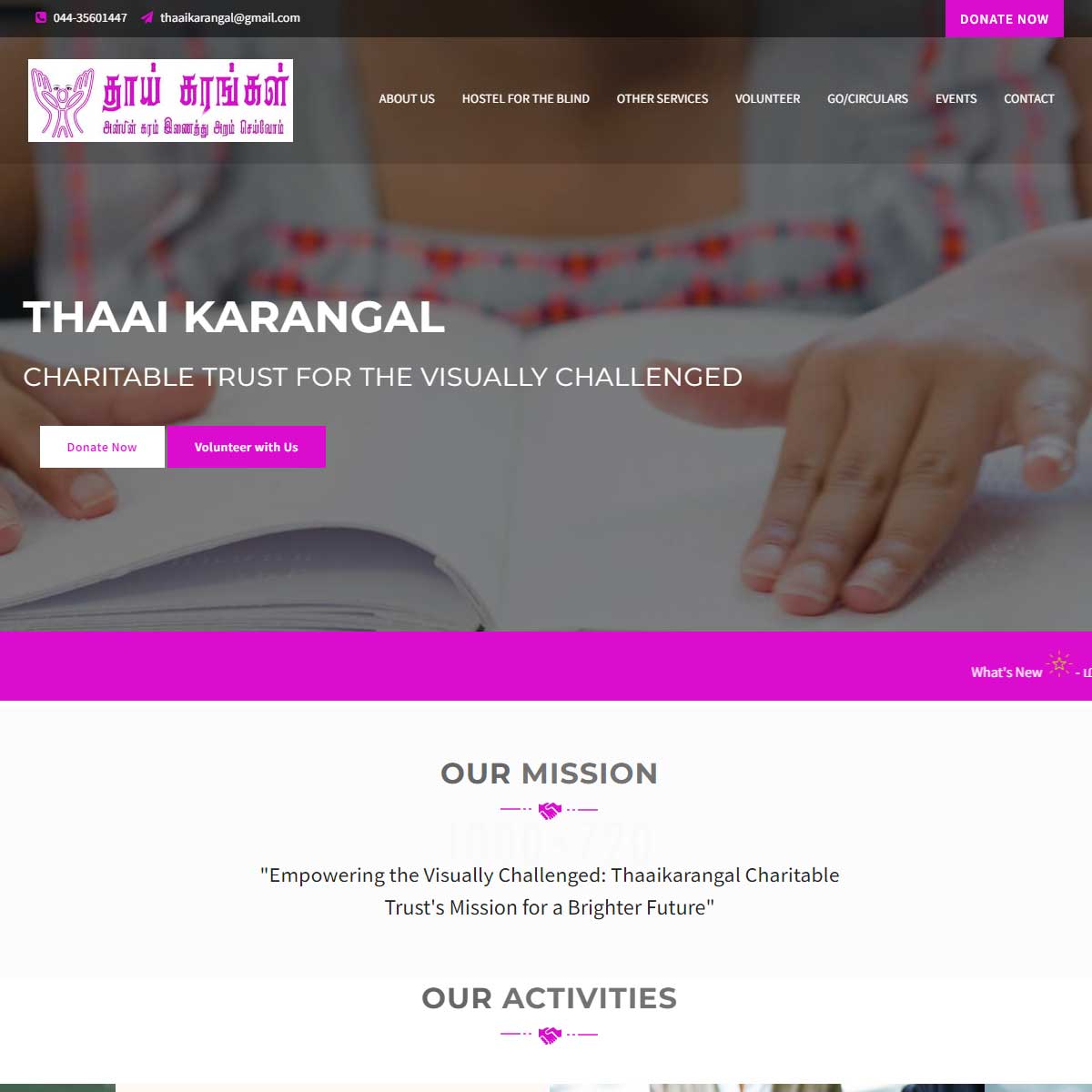 Thaaikarangal - Charitable Trust for the Visually Challenged | Chennai, India